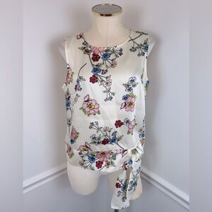 TALBOTS Sleeveless White/Cream Floral Lightweight Top | Size 6
